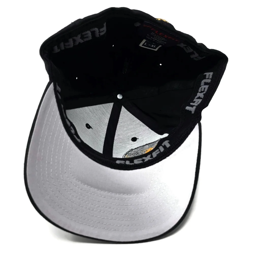 Canyon Wind Embroidered Flexfit Hat Cap Black Gold Large - XLarge